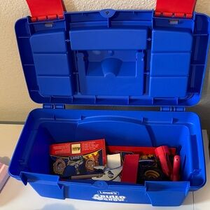Lowe's Blue Tool Box with Tools for kids